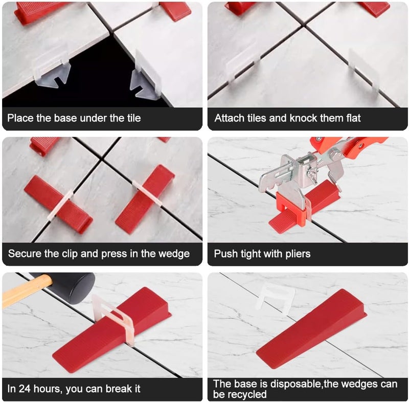 RUHOOM Tile Leveling system Plier Hand Floor Pliers Tiling Installation Tool Tile Locator Leveling System for DIY Ceramic Tile Stone Wall Tile Spacers Adjustment red - Image 3